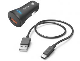 Hama FIC E3 autós töltő USB 3A,QC(19,5W)+USB Type-C kábel 1,5M (201615)